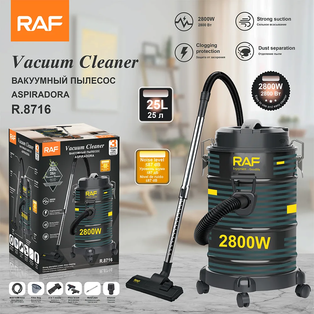 RAF 25L Vacuum Cleaner – 2800W Powerful Wet & Dry Cleaning R8716