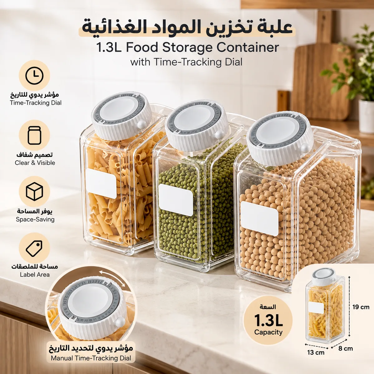 Food Storage Container With Time Track Dial