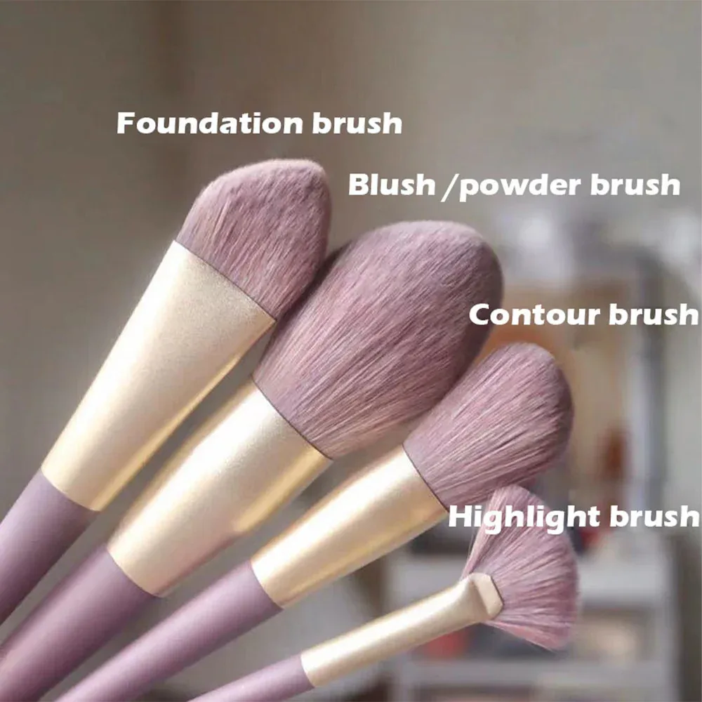 Cute Makeup Brushes Set Purple 9Pcs Soft Brushes Beauty Tool
