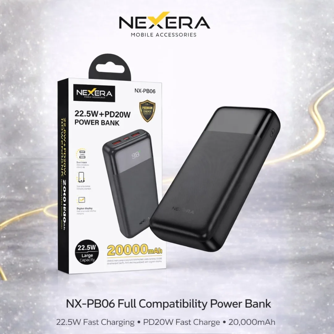 Nexera Powerbank 20000MAH 22.5W FASTCHARGE NX-PB06