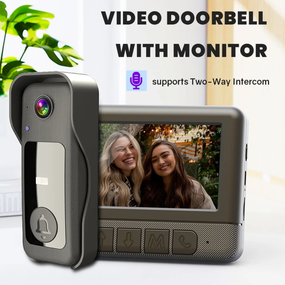 Visual smart doorbell with 4.3-inch color display, 0.3 megapixel camera for home security X8