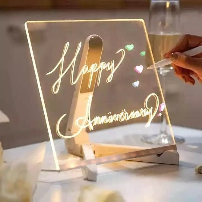 3D Acrylic Writing pad with Pen Message Board rewritable Table lamp drawing kids led
